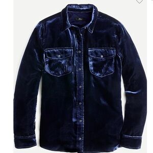 J.Crew Classic-Fit Shirt In Drapey Velvet- NWT- Navy- Size 10